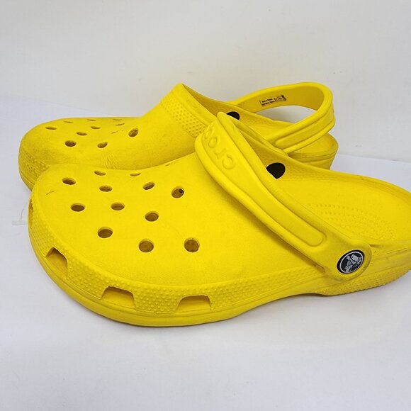 Crocs Classic Clog Shoes Yellow Mens 7 Womens 9 Unisex Comfort Slip On - Picture 6 of 9